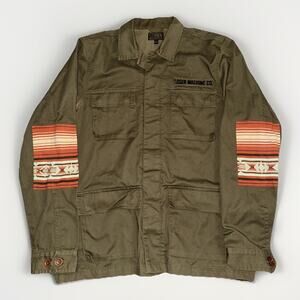 Loser Machine Utility Military Field Jacket 4 Pocket Aztec Sleeve Green Large